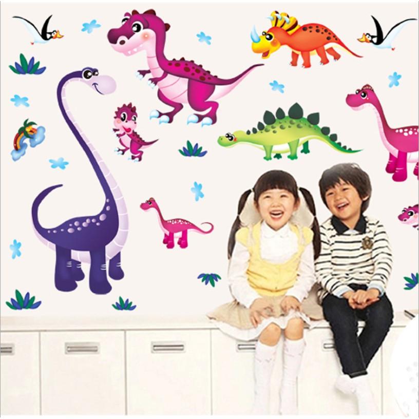 Decal trang trí tường - Khủng long sắc màu 02