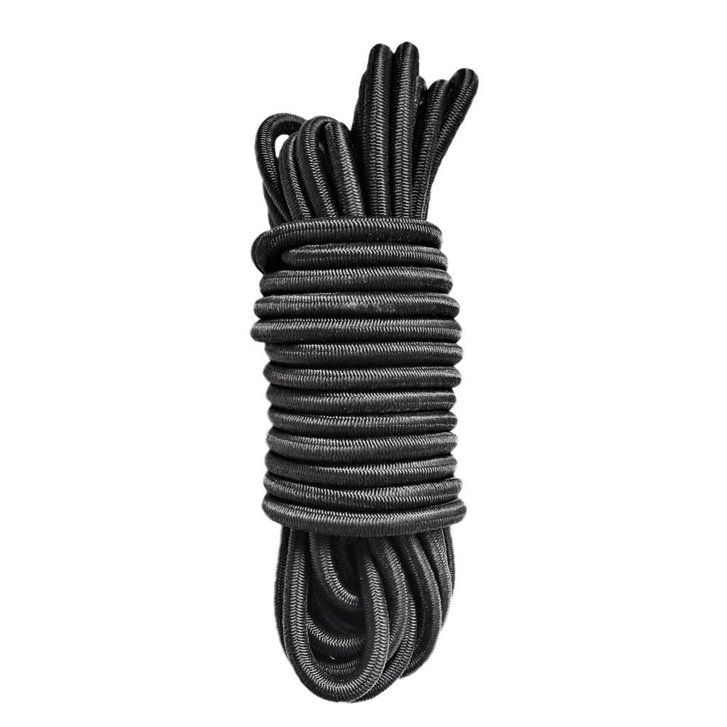 4xBlack Elastic Bungee Rope Shock Cord Tie down 5m Length 5mm Thickness