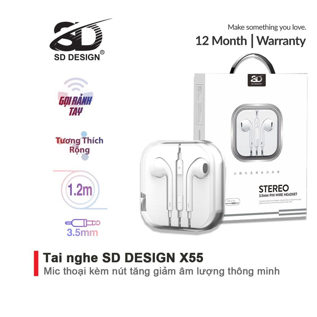 Tai nghe nhét tai SD DESIGN X55 và H6 Tương thích các dòng điện thoại jack 3.5mm bảo hành 1 đổi 1