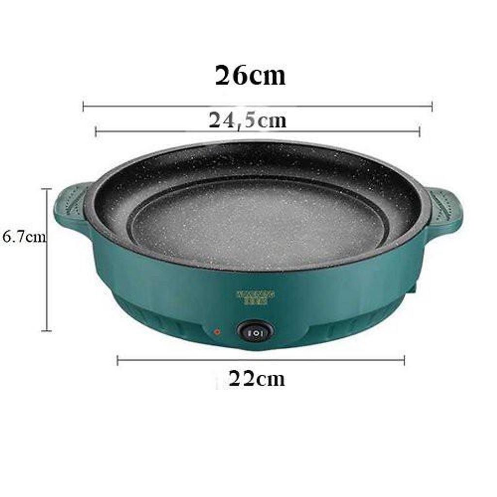 Chảo Nướng Điện Mini Đa Năng 26cm, Bếp Nướng Điện Chống Dính, Nướng Thịt BBQ