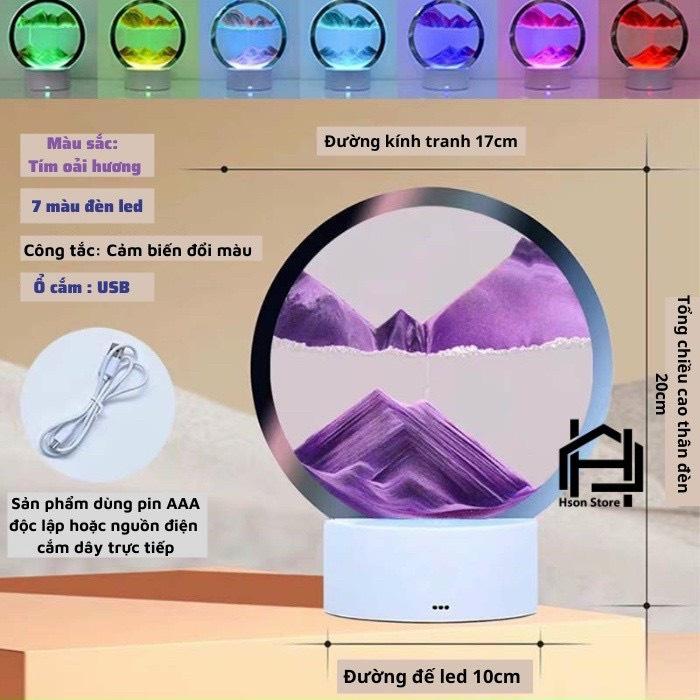 Đèn ngủ led trang trí dạng Tranh cát 3D chuyển động hình tròn 16cm cắm điện USB hoặc Dùng Pin 3AAA độc lặp