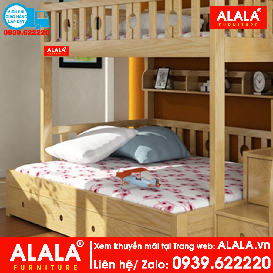 Giường tầng ALALA104 gỗ thông nhập khẩu - www.ALALA.vn® - Za.lo: 0939.622220