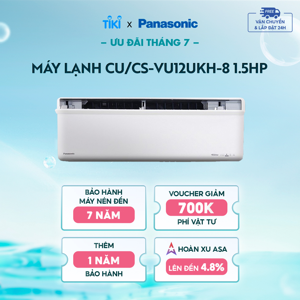 [CHỈ GIAO TẠI HCM] Máy lạnh Panasonic CU/CS-VU12UKH-8 - Một chiều - Inverter sang trọng Sky series - Hàng chính hãng