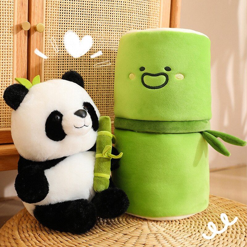 Gấu Bông Thú Bông Panda Gấu Trúc Trong Ống Tre Siêu Dễ Thương Quà Tặng Đáng Yêu