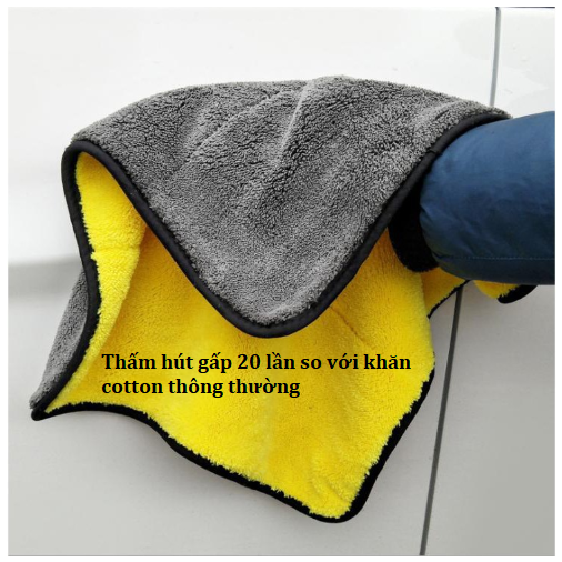 Khăn Lau Xe Hơi Chuyên Dụng Microfiber 2 Lớp Không Rụng Lông, Thấm Hút Nước Tốt Màu Vàng cỡ 30x30cm GD749-KhanLXe