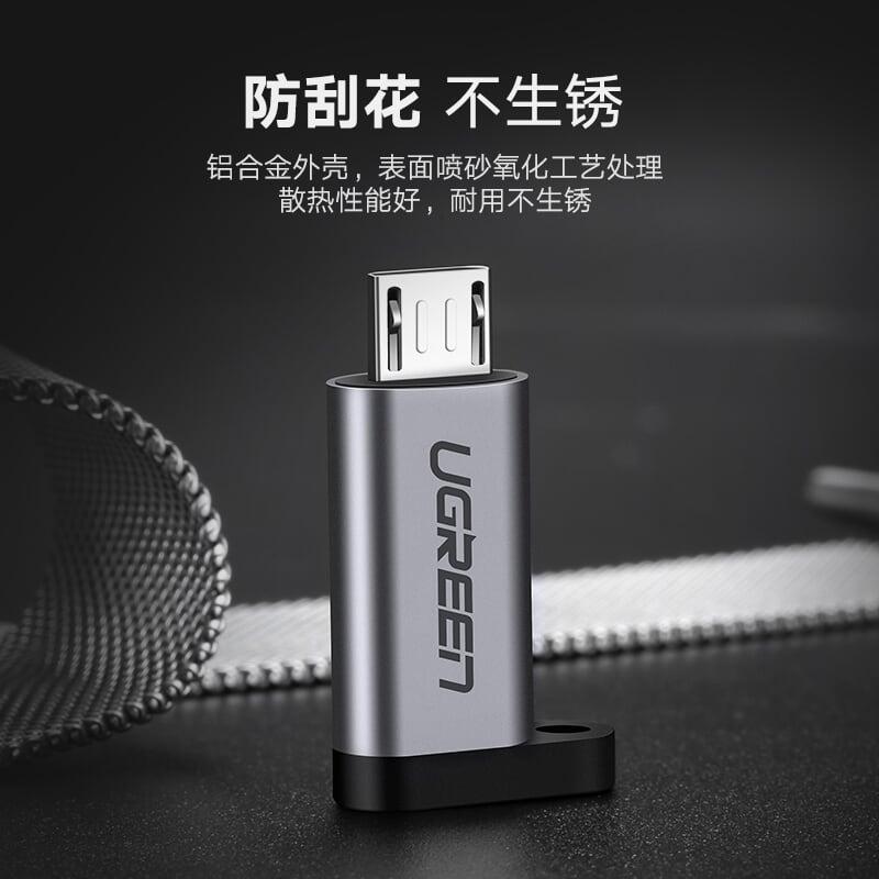 Ugreen UG50590US282TK Màu Xám Đầu chuyển đổi MICRO USB dương sang TYPE C âm - HÀNG CHÍNH HÃNG