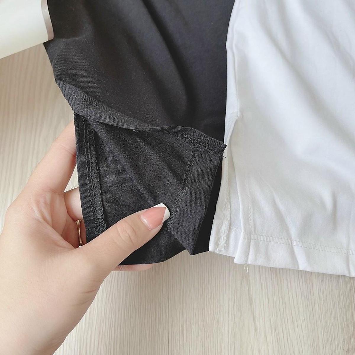 Đầm nữ dáng suông tay ngắn cổ  in hình gấu dễ thương 2 màu đen trắng from dưới 55kg