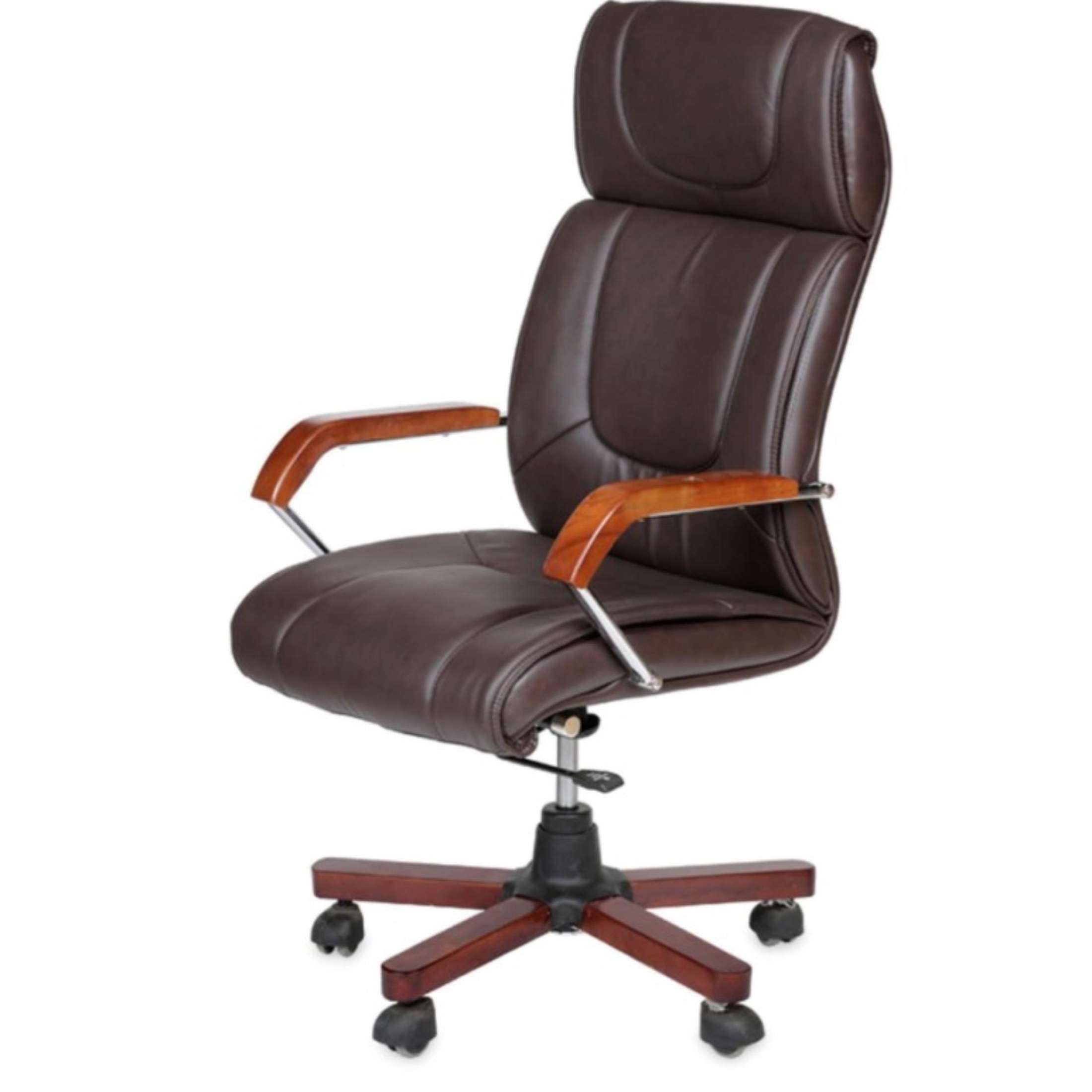 Ghế Giám Đốc Chân Gỗ Xoay Lưng Cao - Ngã Lưng Thư Giãn AZP-E105-NÂU - Hàng Nhập Khẩu