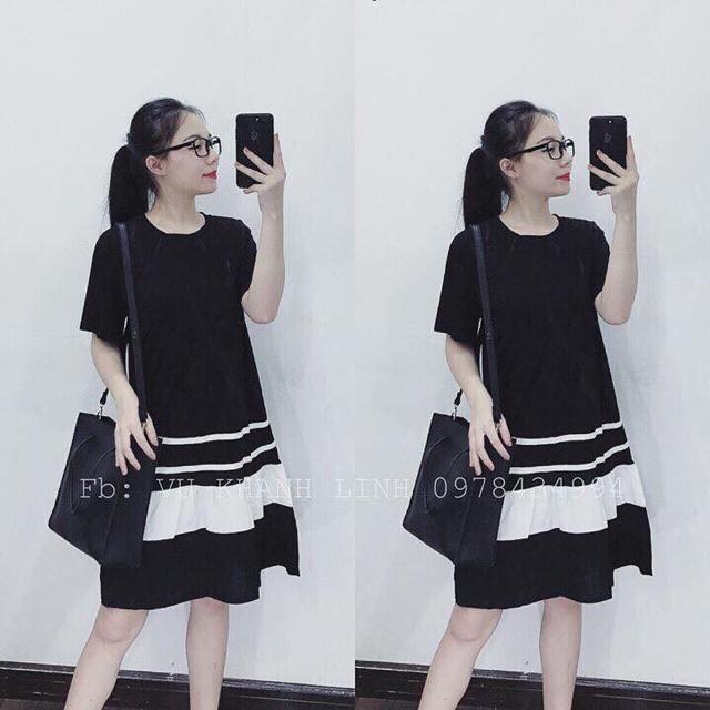Váy bầu thời trang thiết kế dáng suông chất đũi voan cao cấp-đầm bầu giá rẻ