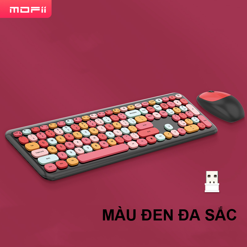 Combo bàn phím chuột không dây MOFII 666 thiết kế hiện đại đa dạng màu sắc kết nối bằng chip USB 2.4GHz - HÀNG CHÍNH HÃNG