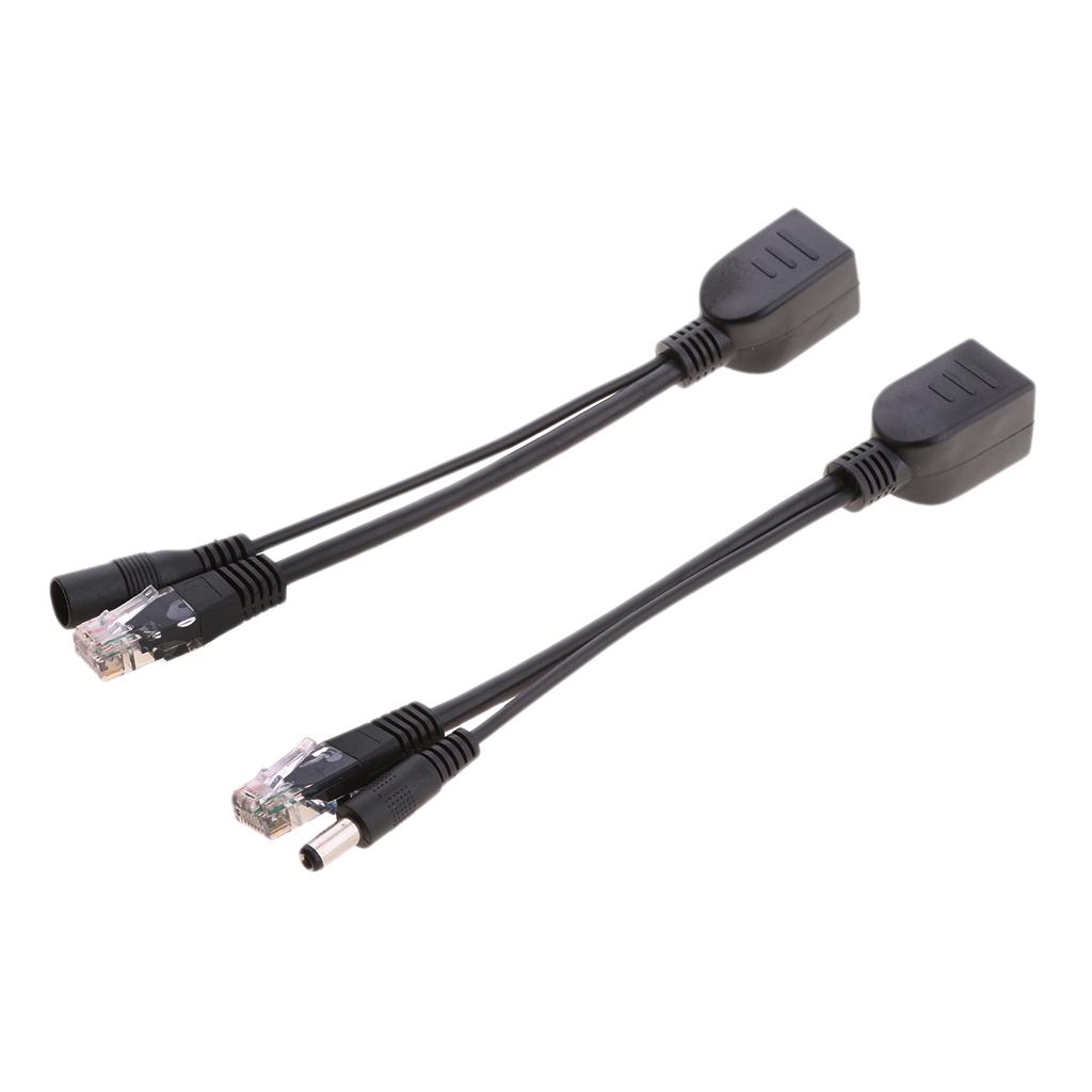 12V Passive PoE Injector and PoE Splitter Kit with 5.5x2.1mm DC Connector 2Pcs Universal PoE Adapter