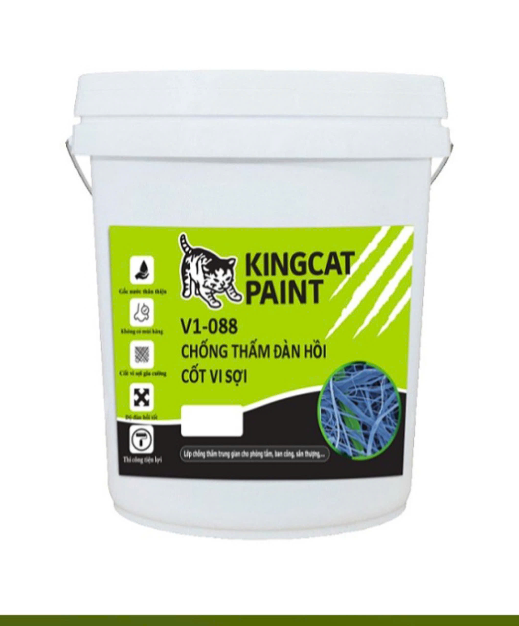 (Bộ sơn Lót 3,8L - Phủ 18L) Sơn Chống Thấm Trung Gian KINGCAT Lót V1-100 &amp; Phủ V1-088 - Cho tường, sàn mái, toilet, hồ nước... thi công được 17m2