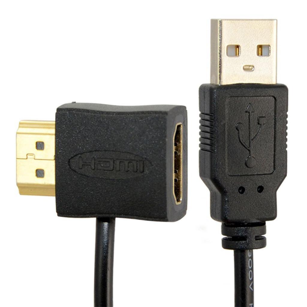 2 Pieces HDMI M to F Adapter Plug With USB 2.0 Power Supply Connector Cable