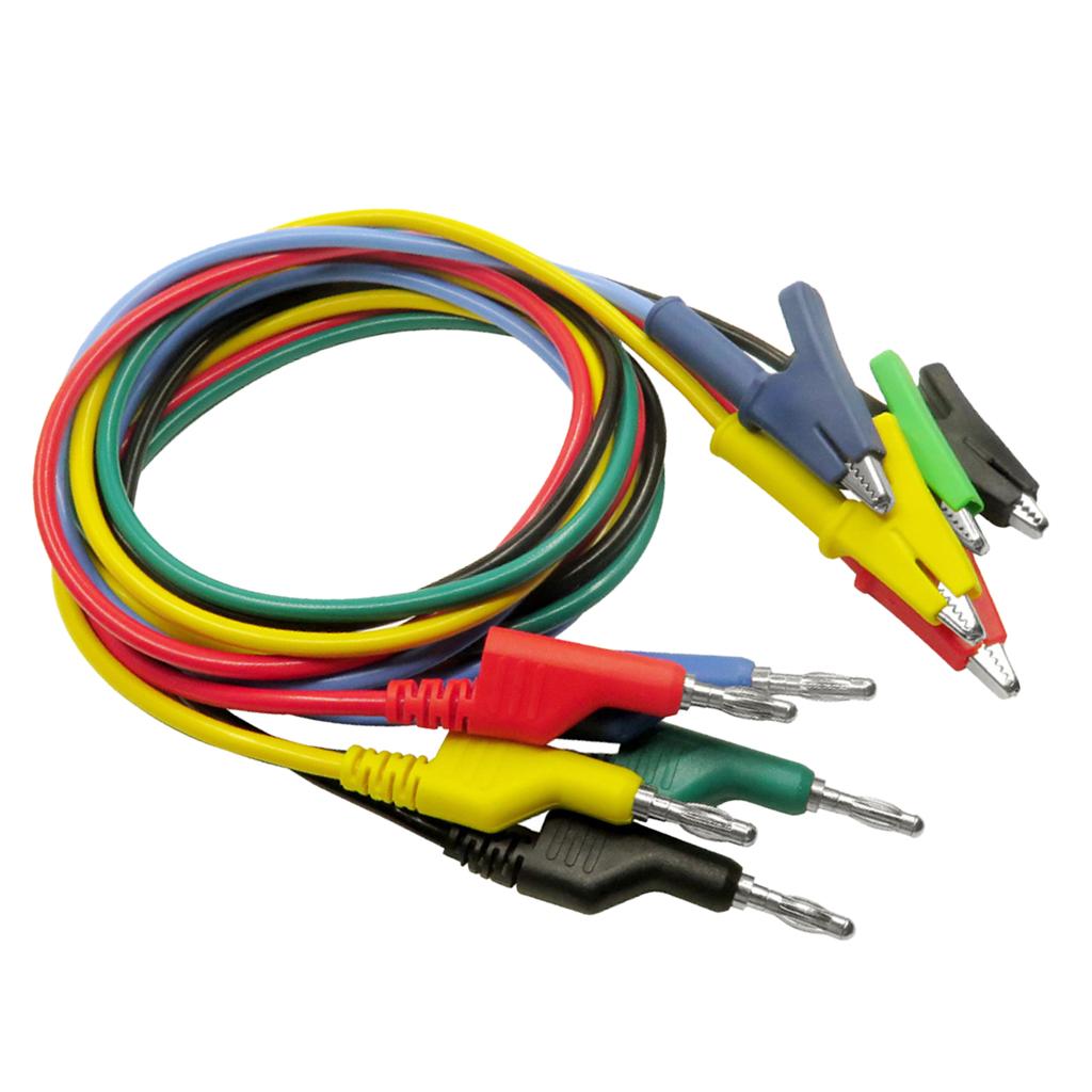 25x 5-Color Banana to Alligator Clip Lead Wire Cable Supplies 1000V 15A
