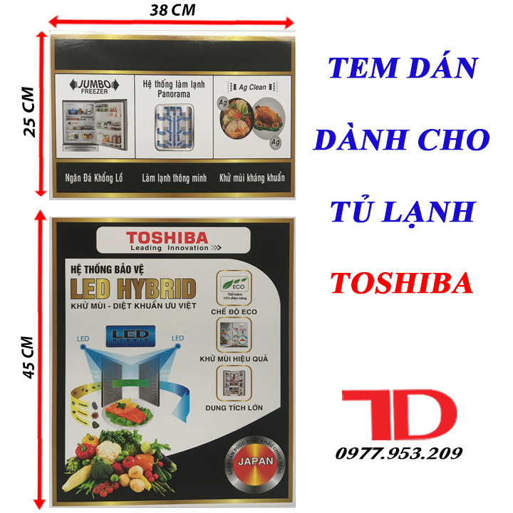 Tem dán dành cho tủ lạnh TOSHIBA