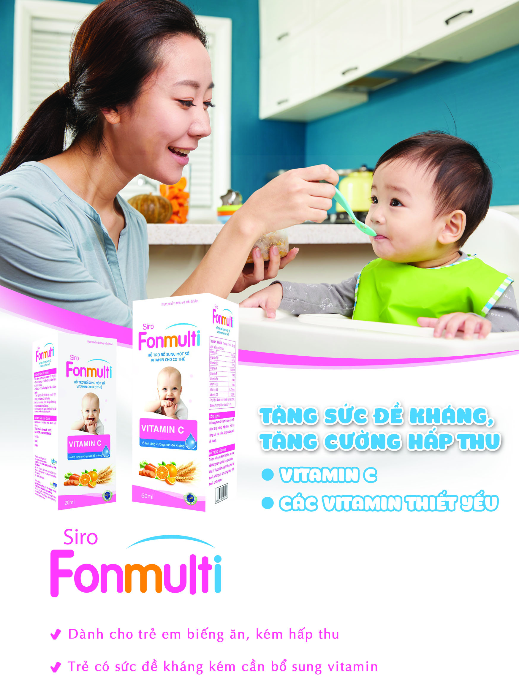 Bổ dung Vitamin, nâng cao sức đề kháng cho bé - Fonmulti