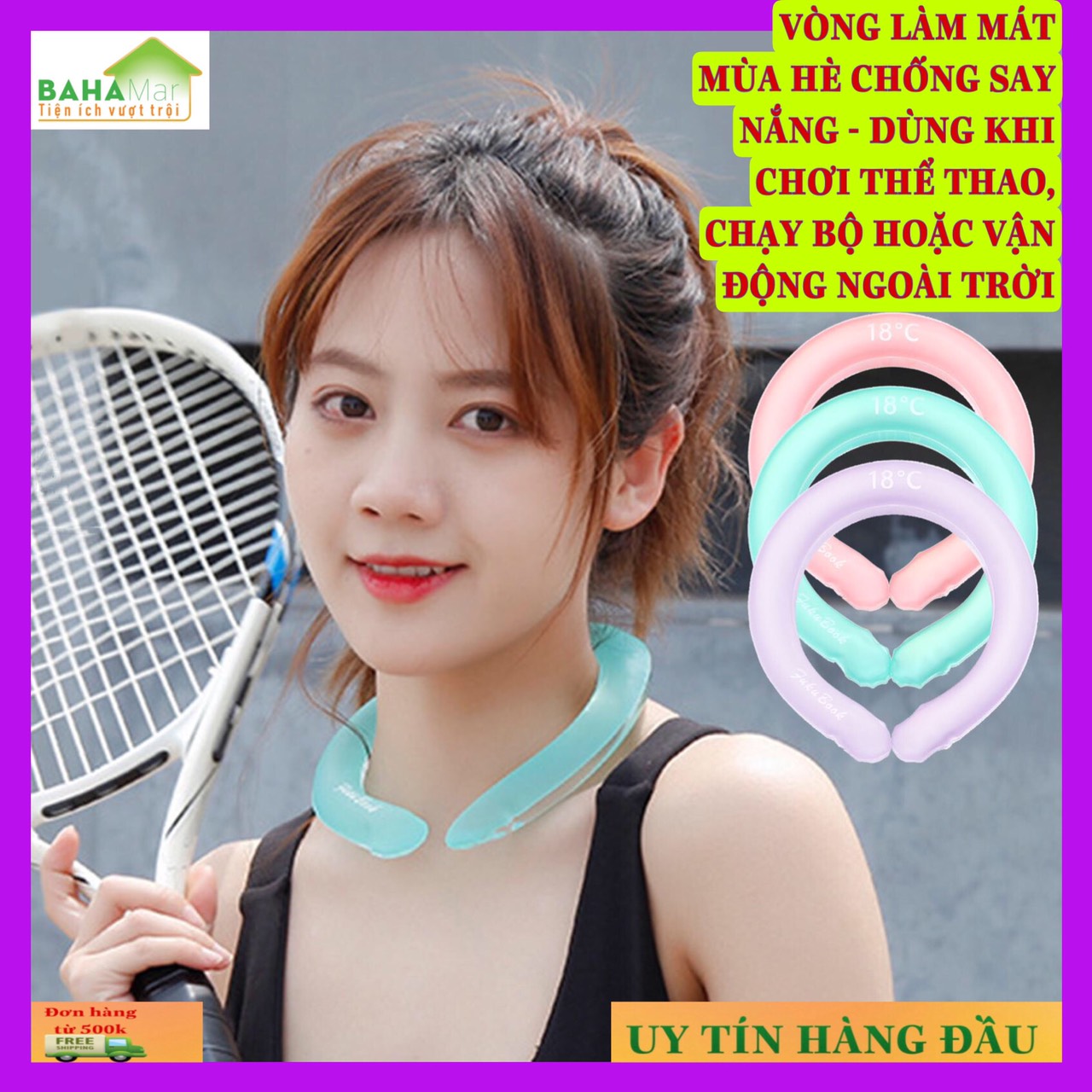 VÒNG LÀM MÁT MÙA HÈ CHỐNG SAY NẮNG - DÙNG KHI CHƠI THỂ THAO, CHẠY BỘ HOẶC VẬN ĐỘNG NGOÀI TRỜI "BAHAMAR" áp dụng công nghệ tiên tiến về thay đổi nhiệt độ tạo mát và thư giãn khi vận động ngoài trời