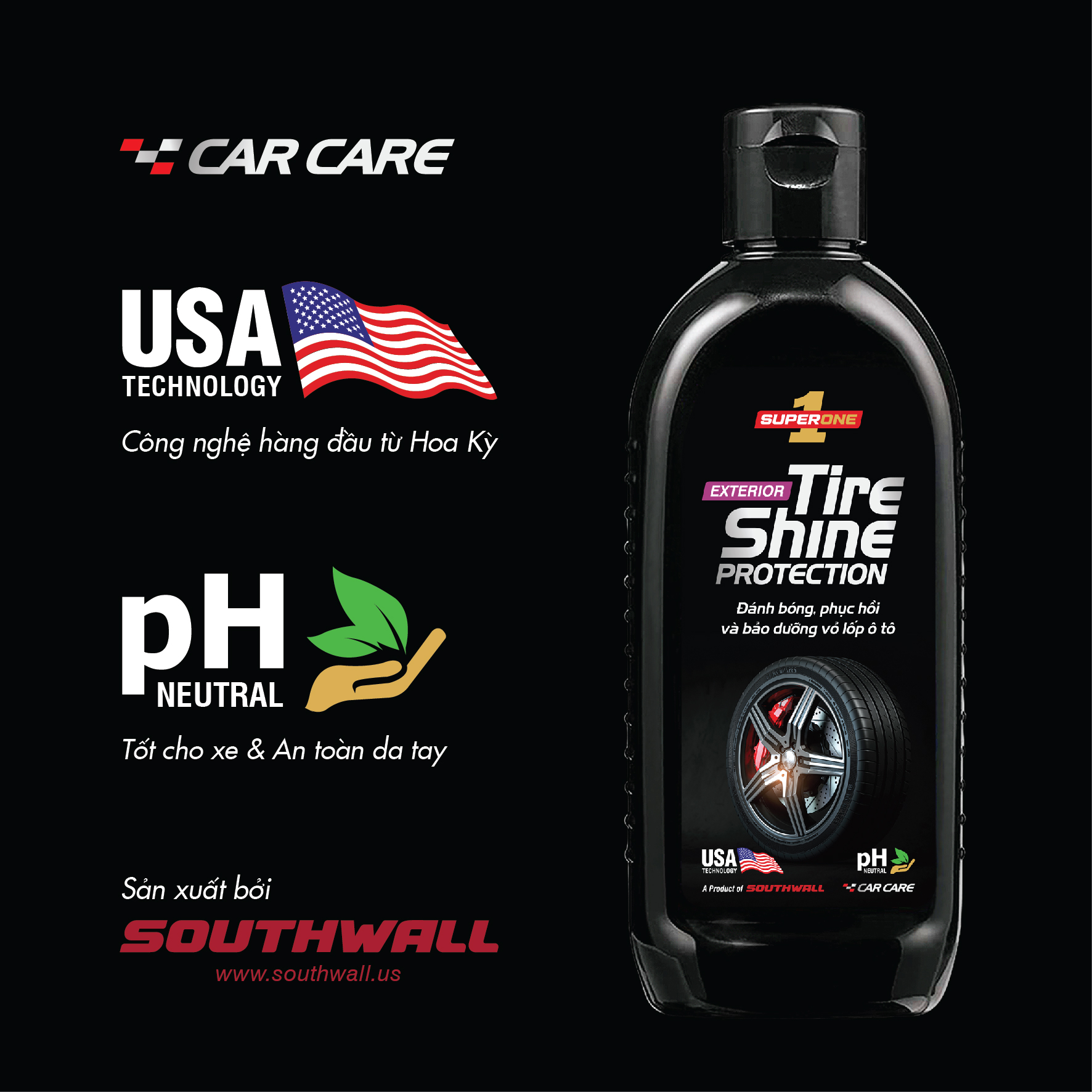 Kem Đánh Bóng Bảo Dưỡng Vỏ Lốp Ô Tô SUPERONE Tire Shine Protection - Exterior SOUTHWALL B204