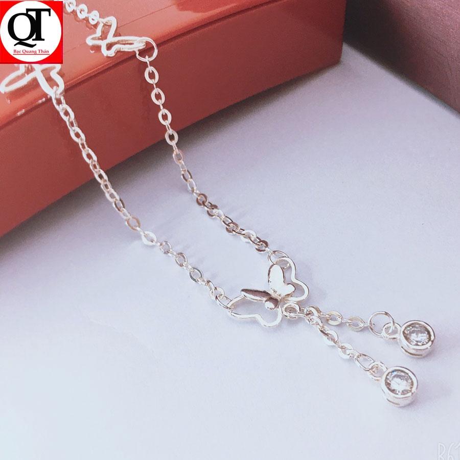 Lắc chân nữ con bướm chất liệu bạc ta Bạc Quang Thản - QTLC7