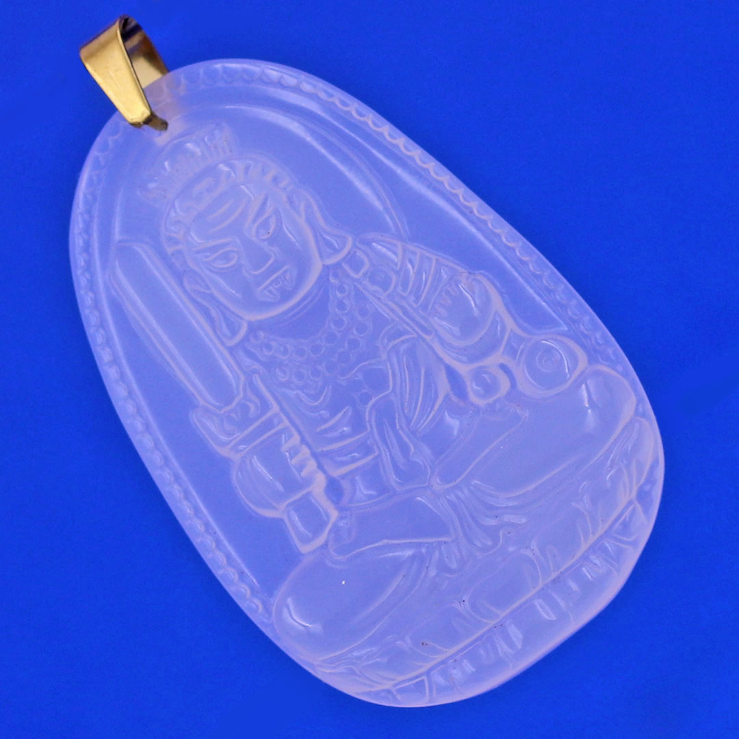 Mặt Phật Bất động minh vương mã não trắng 3.6 cm kèm móc và dây chuyền inox, Mặt Phật bản mệnh