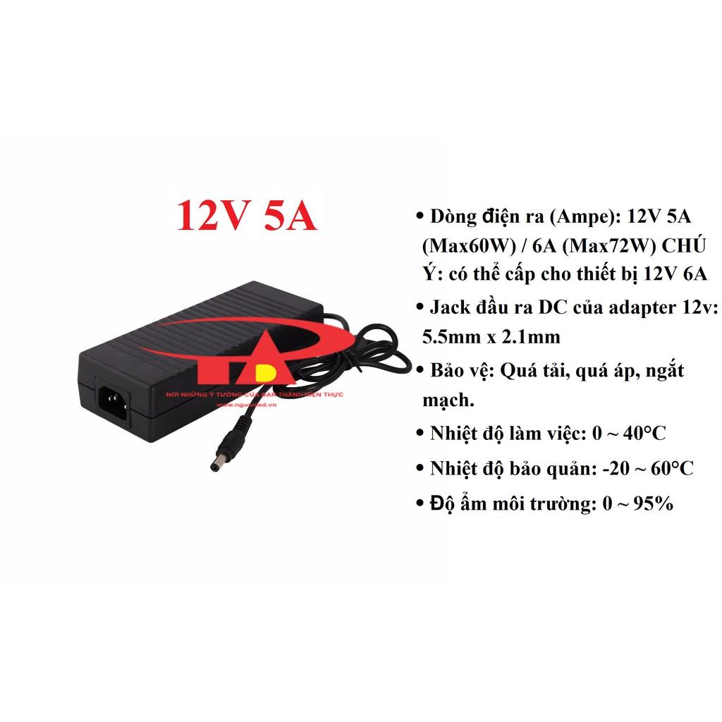 Bộ Combo 5 cái ADAPTER 12V 5A chất lượng, đủ ampe dùng cấp nguồn cho camera,đèn led...