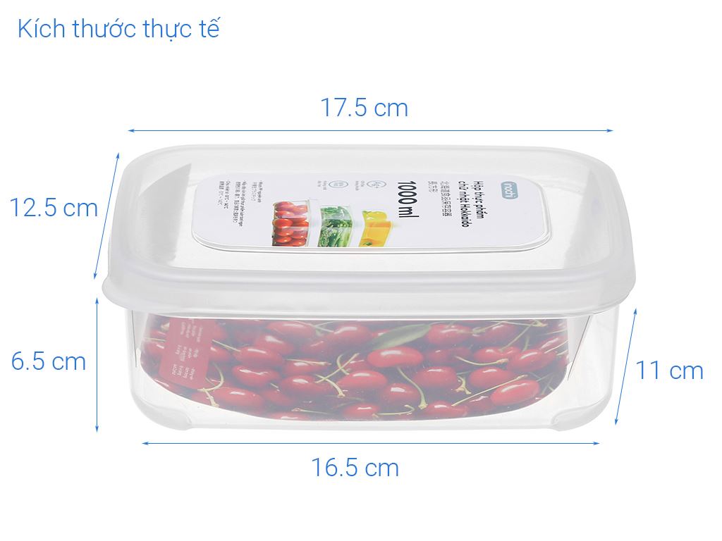 Hộp thực phẩm inochi chữ nhật Hokkaido 500ml, 750ml, 1L, 1.5L, 2L, 2.5L- màu ngẫu nhiên