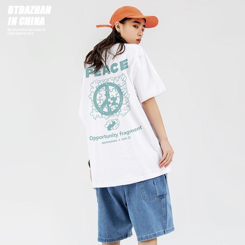 Hình ảnh Áo thun nam nữ unisex tay lỡ PEACE phông form rộng teen cổ tròn oversize cotton giá rẻ basic đen trắng tee pull 