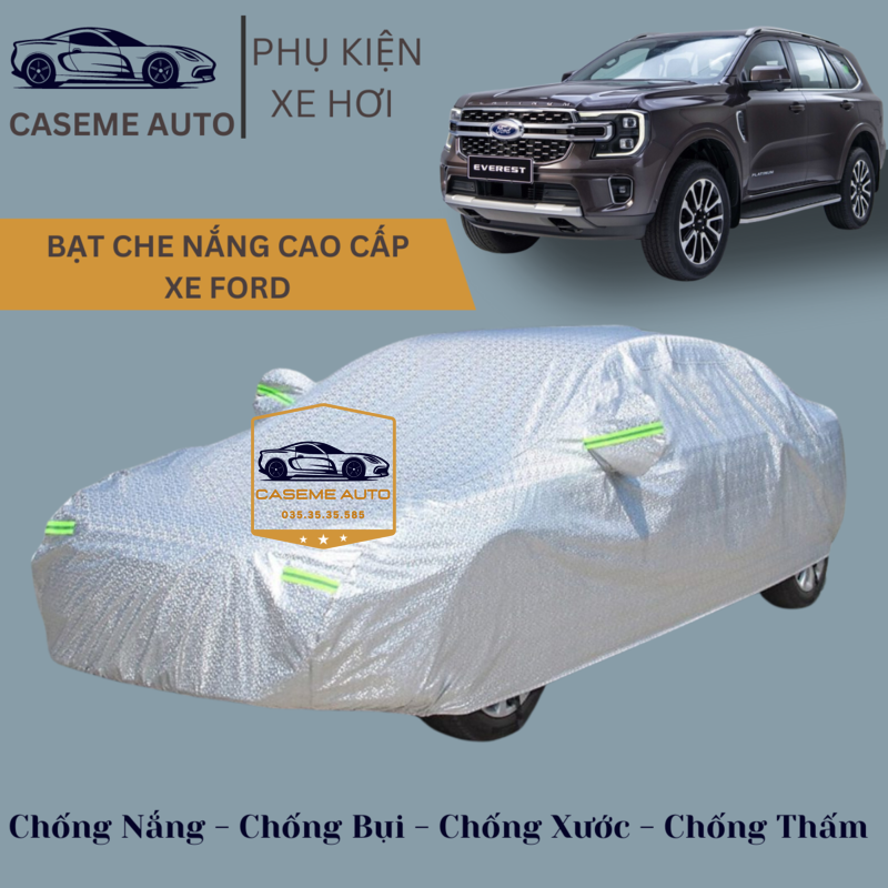 [FORD] Bạt phủ xe ô tô tráng nhôm cao cấp các xe hãng FORD, 3 lớp chống nóng, chống thấm, chống bụi - Hàng Chính Hãng