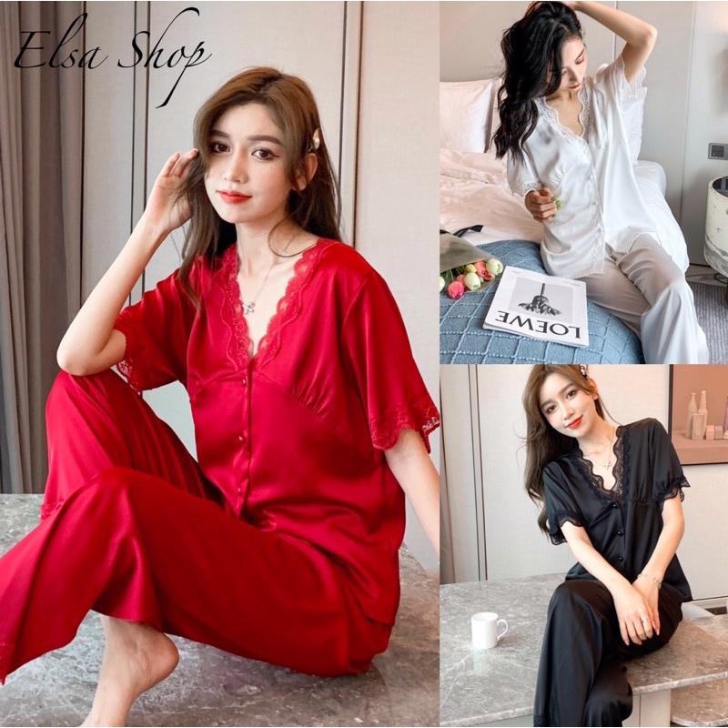 Đồ Bộ Pijama Lụa Đồ Mặc Nhà️ Bộ Ngủ Cao Cấp Mát Mềm Mịn - ELSA