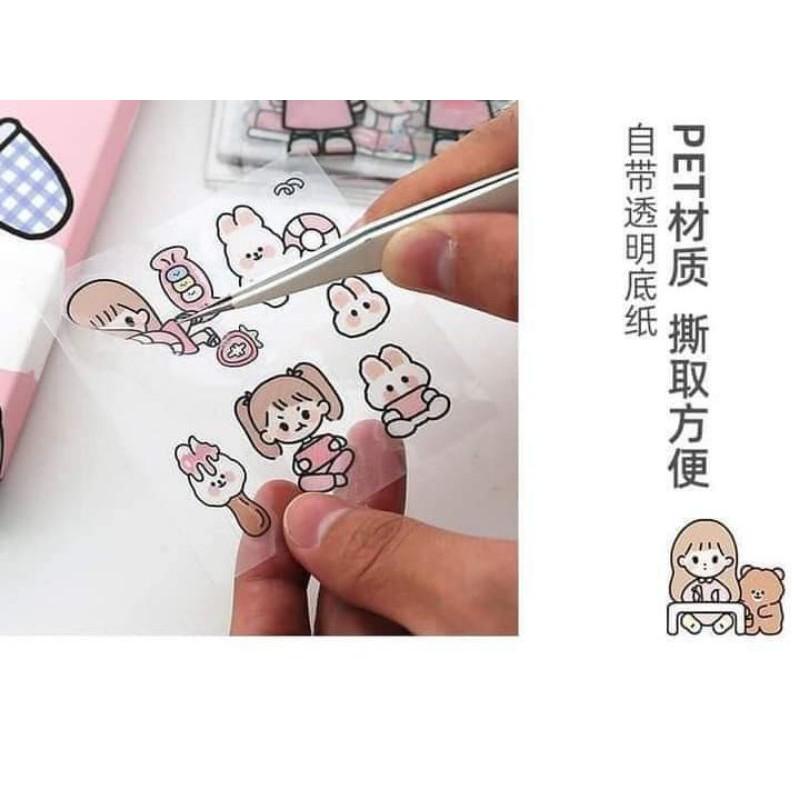 BỘ 1000 STICKER HÃNG TELADO CÔ GÁI VÀ BÉ THỎ 