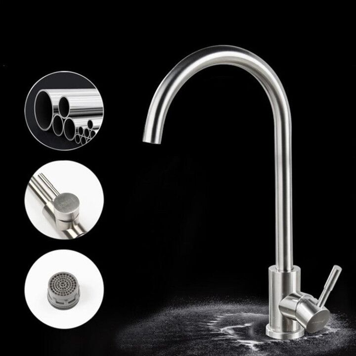 Bộ vòi bếp nóng lạnh, vòi bồn rửa nóng lạnh chén inox 304 bao gồm dây cấp nước