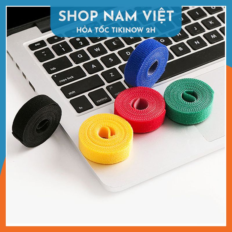 Combo 2 Cuộn Băng Gai Dính Velcro Cỡ 1,5cm - Dây Dính 2 Mặt Quấn Dây Điện, Dây Sạc, Tai Nghe Gọn Gàng - Hàng Chính Hãng NAVIVU