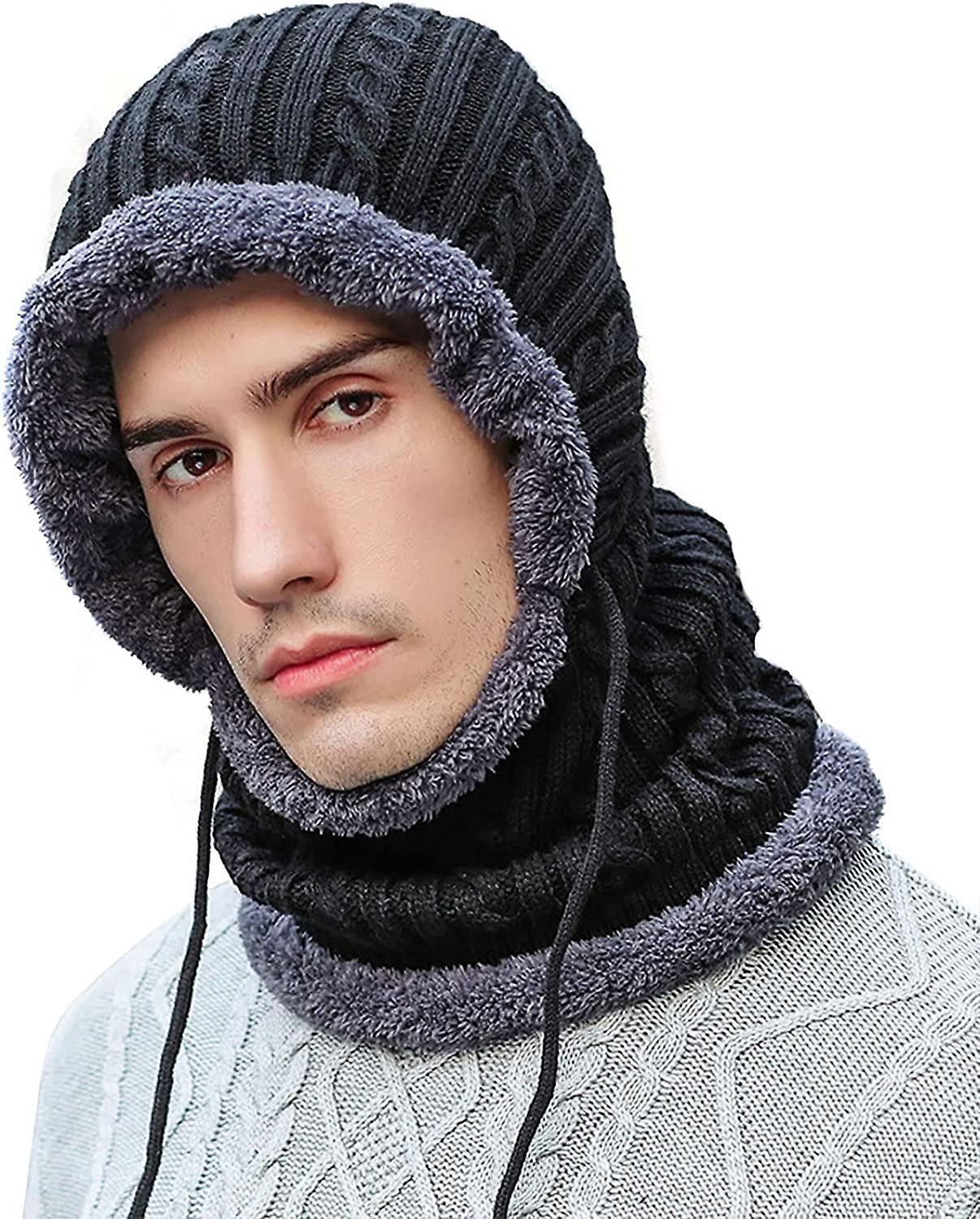 Mặt nạ trượt tuyết Mũ beanie mùa đông dành cho nam giới có mũ lông cừu nhiệt ấm cổ Kned cổ, Snood Face che phủ mũ