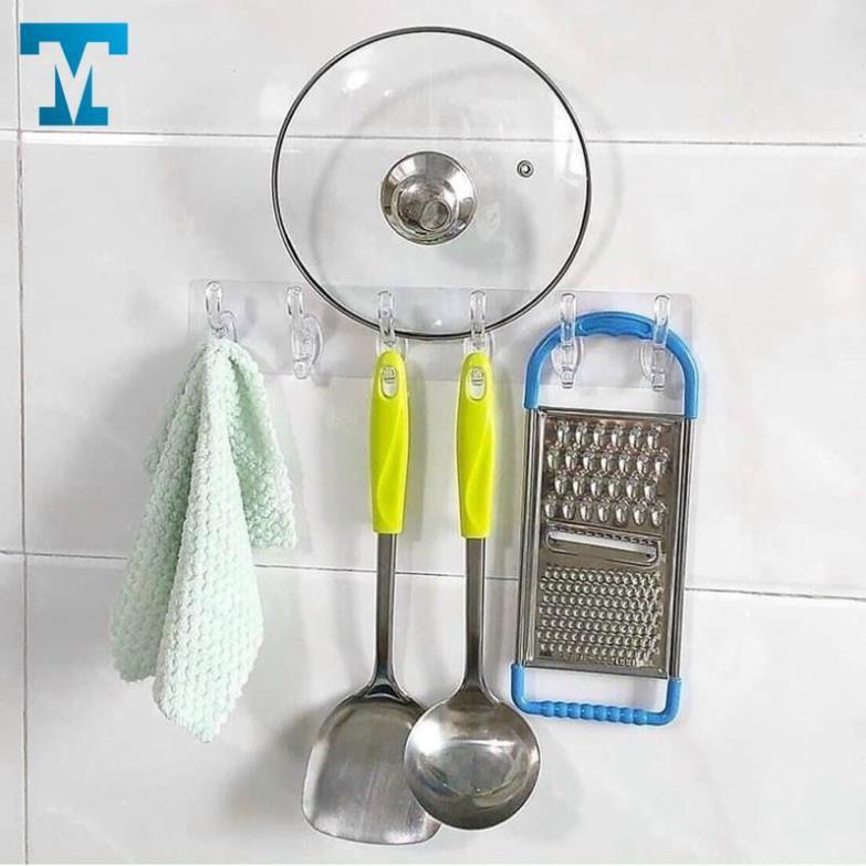 Thanh 6 móc 4d treo đồ dán tường bản lớn siêu chịu lực
