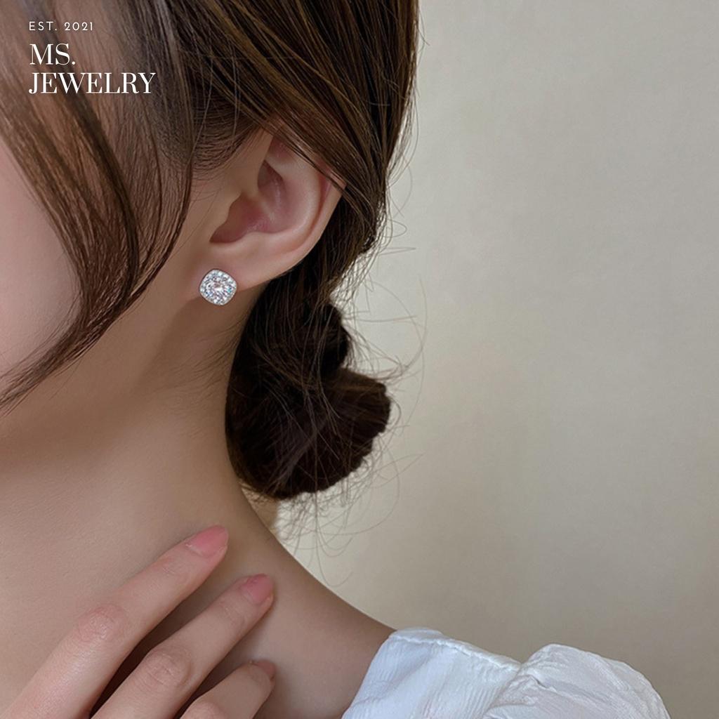 Khuyên Tai Bạc S925 Đá Cubic Zirconia size đá 5mm