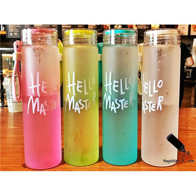 Combo 10 bình thủy tinh đựng nước Hello Master có quai xách