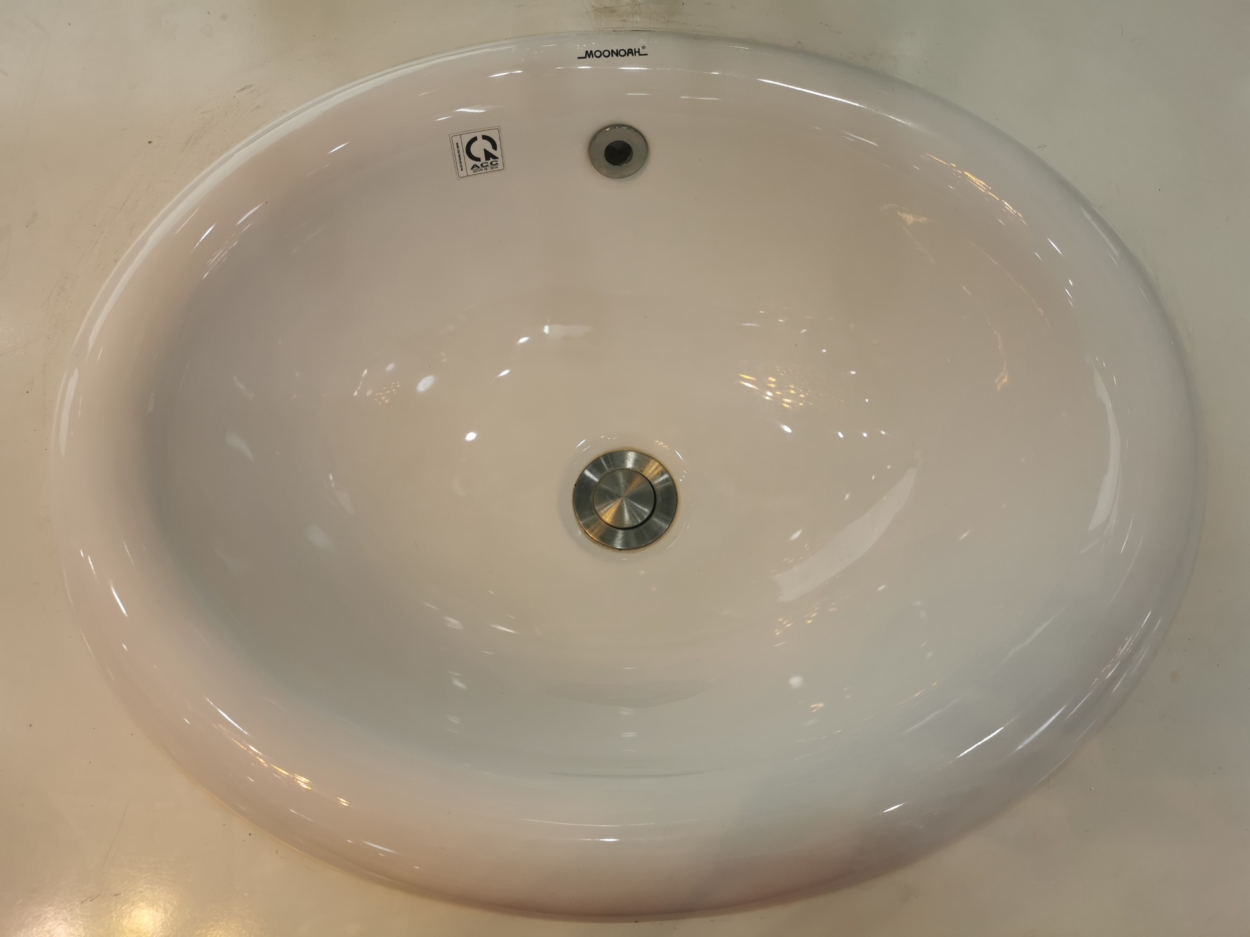 CHẬU LAVABO ÂM BÀN ĐÁ DƯƠNG VÀNH MEM NANO TRẮNG SÁNG