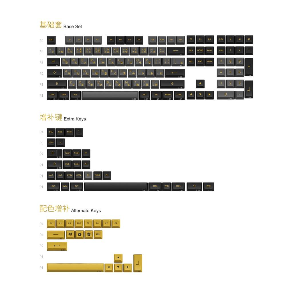 Bộ keycap chính hãng AKKO - Black Gold (PBT Double Shot / ASA Profile / 158 nút)