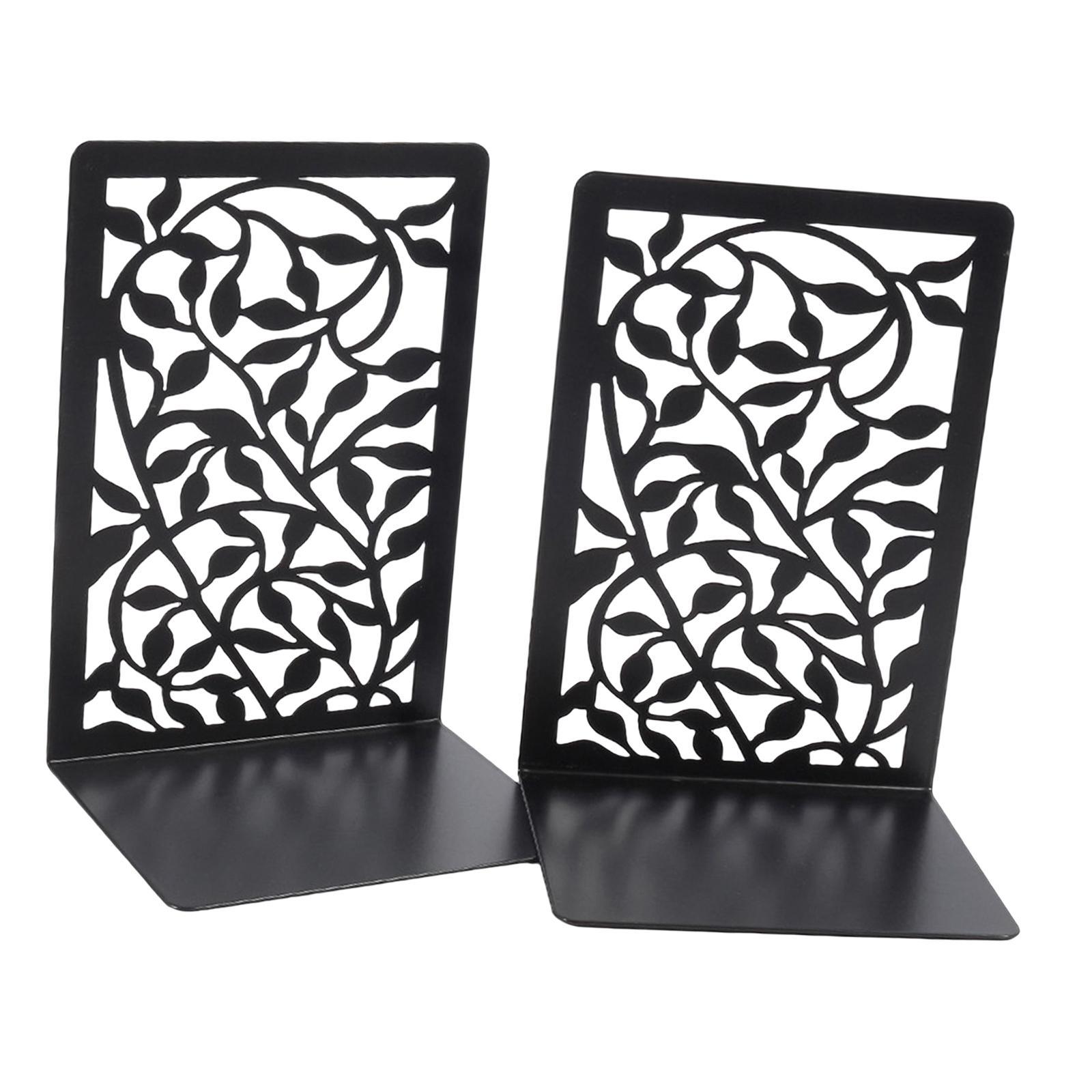 Book Ends, Heavy Duty Iron Bookend Supports Stable Bookends for Home Restaurant Binder