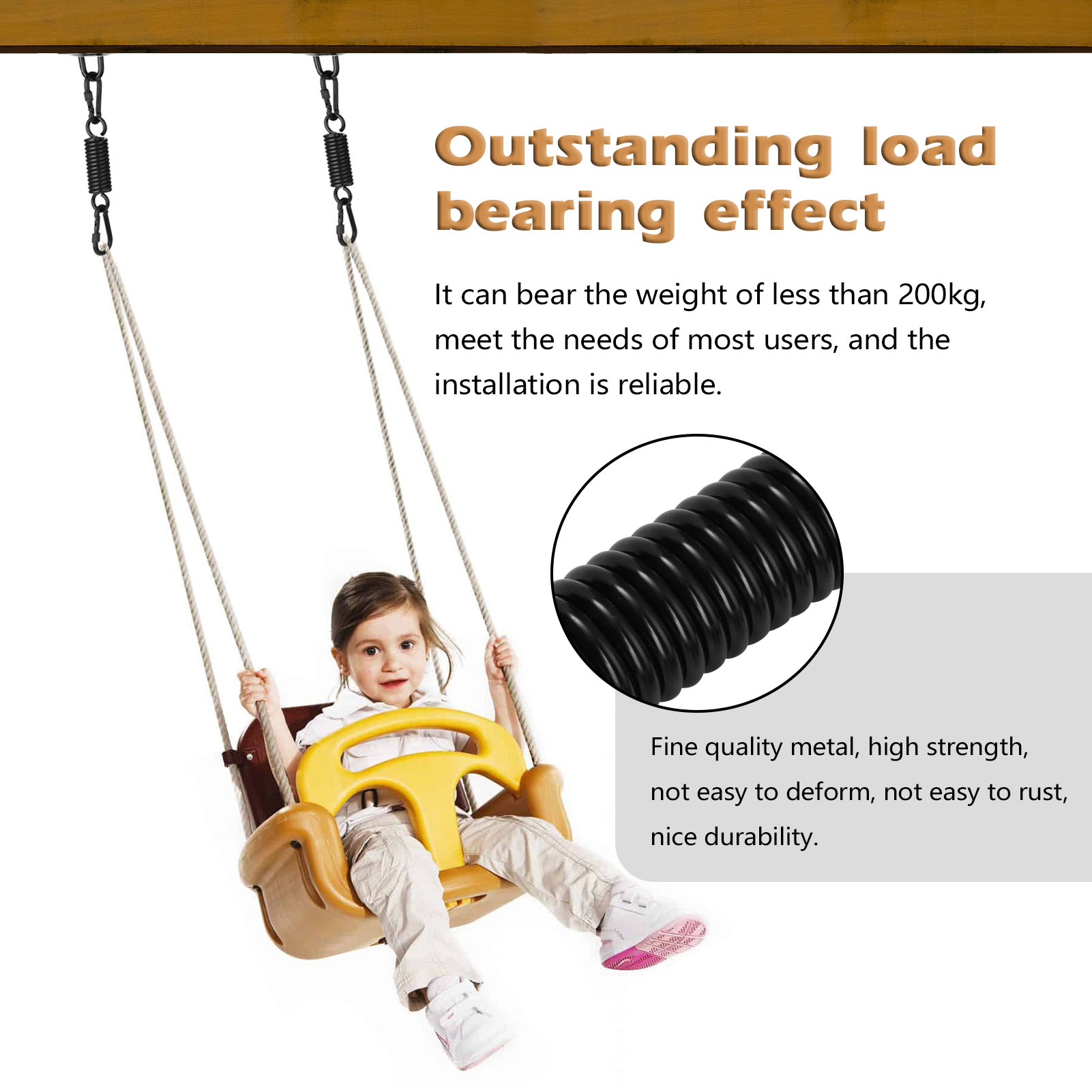 Móc treo bằng kim loại có lò xo giảm sốc mở rộng dùng cho treo xích đu