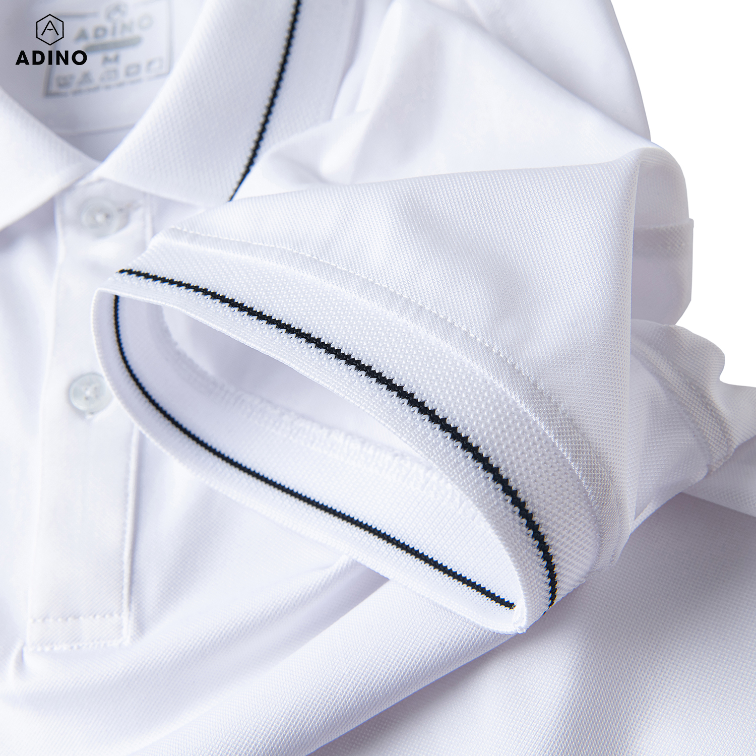 Hình ảnh Áo polo nữ trắng phối viền ADINO vải polyester cotton không bai xù dáng công sở slimfit hơi ôm trẻ trung APN04