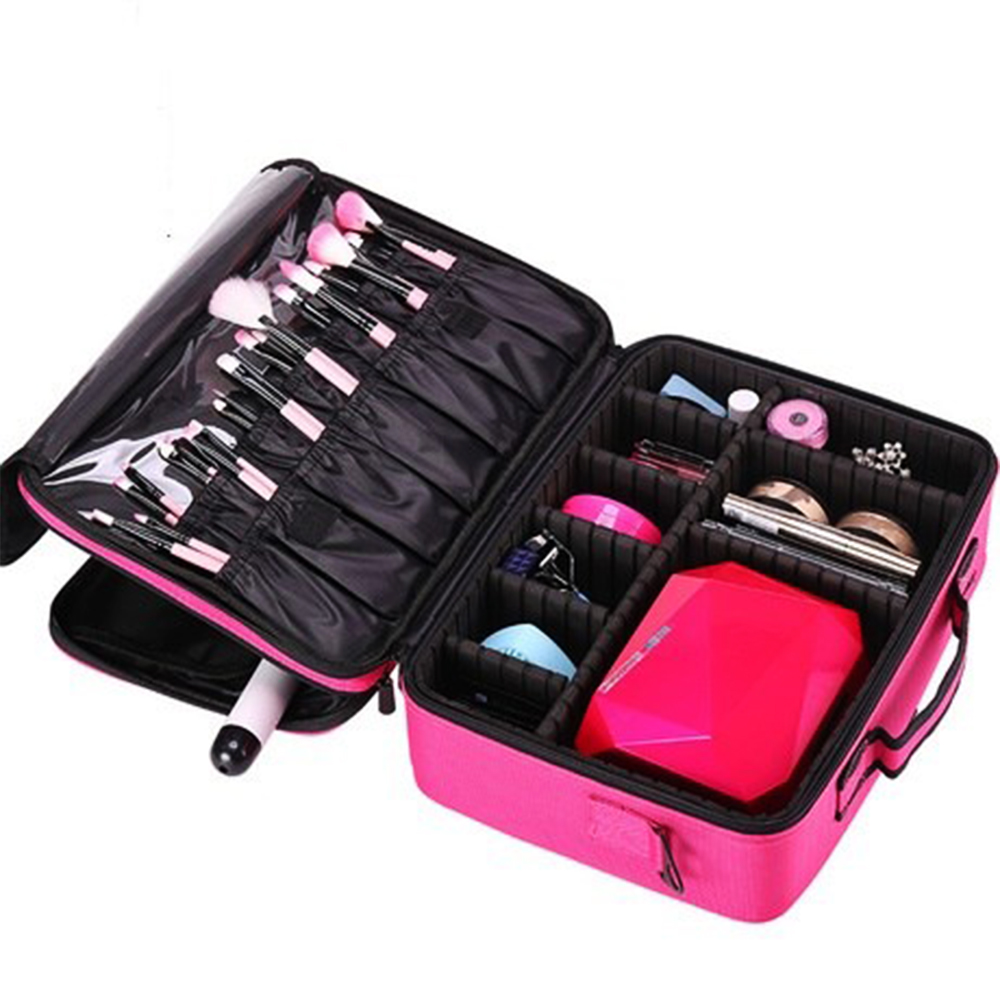 Cốp Vali 3 Lớp Vải Dù, Cỡ Lớn, Không Thấm Nước  Đựng Đồ Makeup, Nail, Nối Mi, Phun Xăm Tiện Lợi Chia Ngăn Linh Hoạt, Xếp Tùy Ý, Thông Minh, Đa Dụng, Độ Bền Cao, Tay Cầm Chắc Chắn, Có Dây Đeo, Hai Màu Thời Trang Tùy Chọn