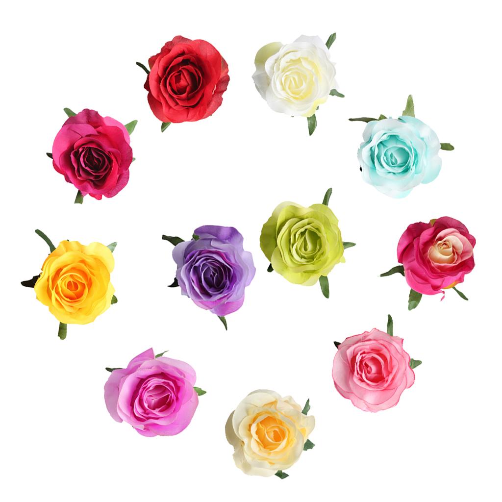 10pcs Artificial Silk Rose Flower Head DIY Bouquet Wedding Decor Purple