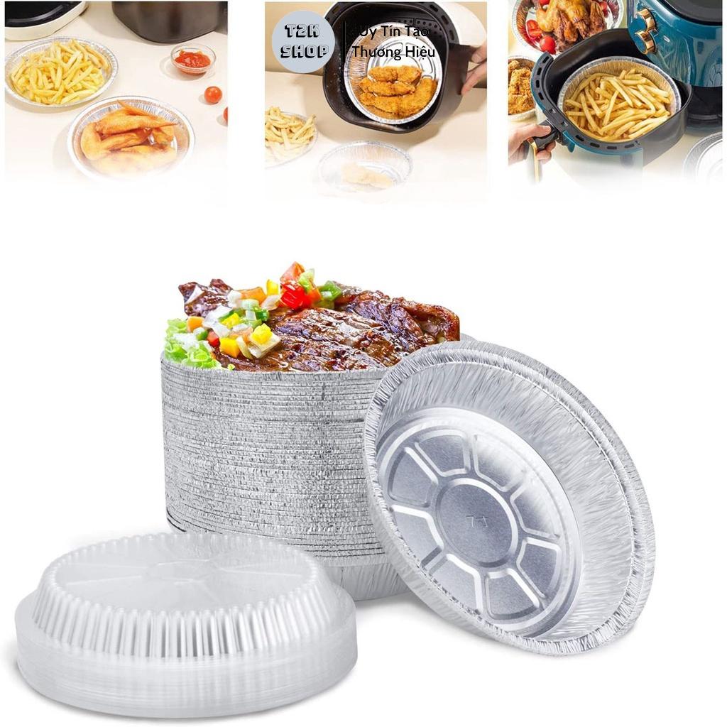 Khay giấy bạc nướng lót nồi chiên không dầu - Set 10 khuôn giấy bạc chống dính hình khuôn bánh - T2K Shop