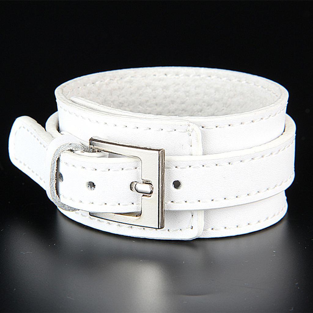 2xFashion Wide Cow Leather Wristband Cuff Bracelet Bangle Women Jewelry White