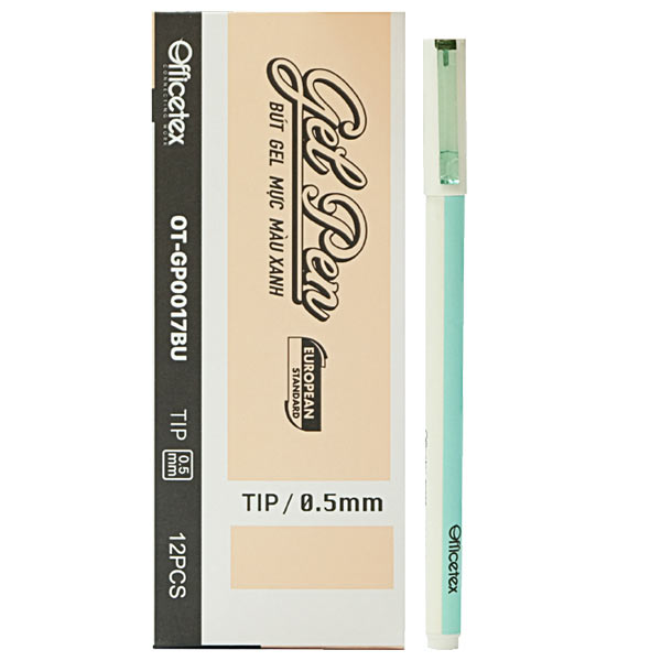 Hộp 12 Bút Gel OFFICETEX OT-GP0017 - Mực Xanh (15.3 x 6 x 2.4 cm)