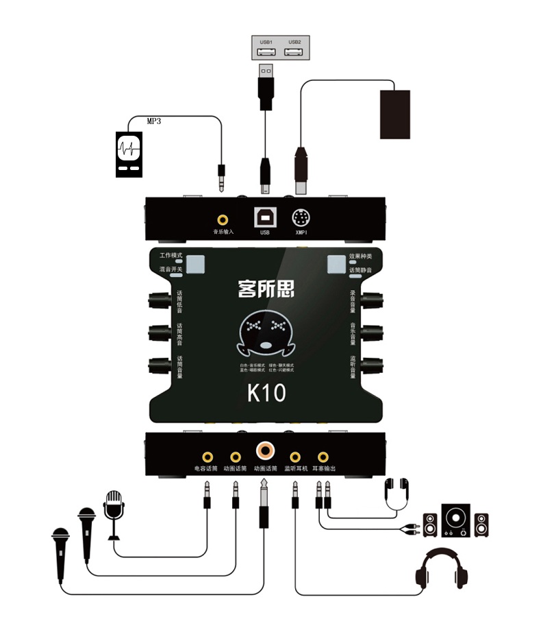 Sound Card K10 Thiết Bị Live Stream Hát Karaoke AZONE