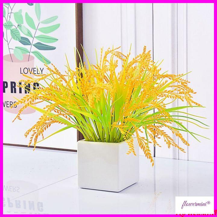 Cây lúa giả, bình bông lúa cắm sẵn 40cm màu vàng tự nhiên trang trí nhà cửa phong thủy, decor nhà hàng Flowermini BL-01