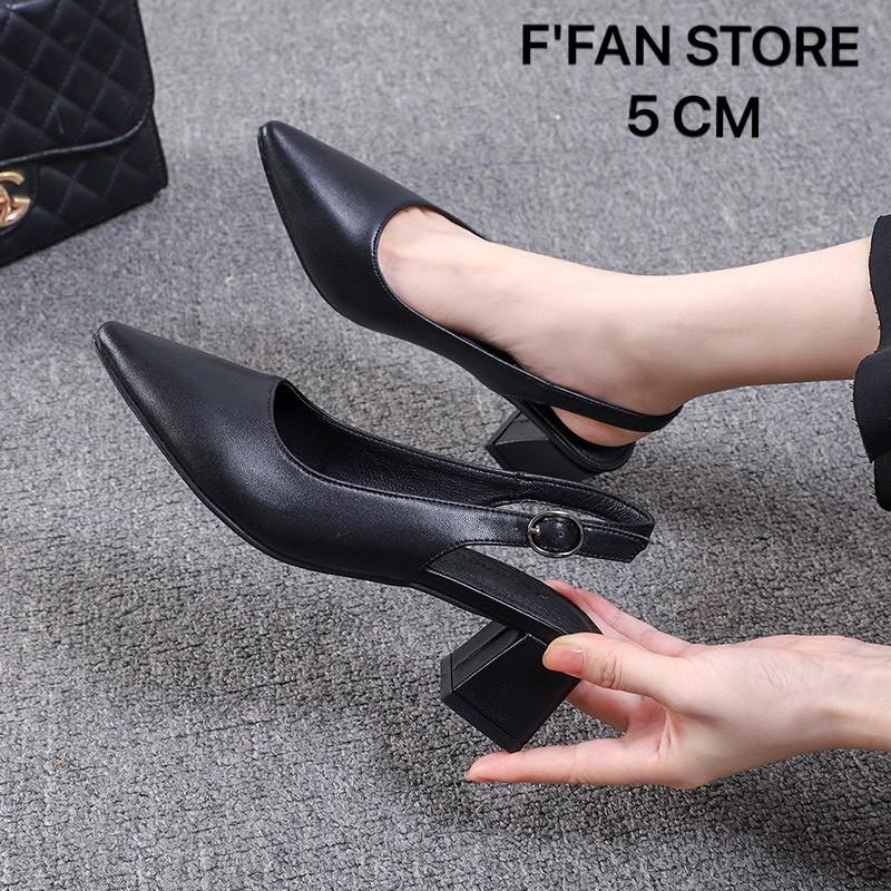 Giày Cao Gót Quai Sau (Da Thật) Slingback - Da Siêu Mềm Mũi Nhọn FFAN STORE