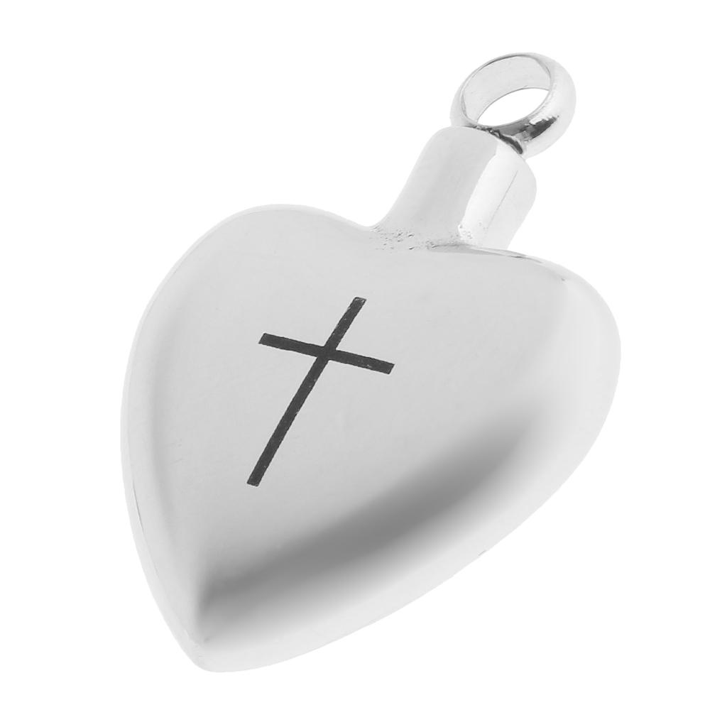 Cross Heart Pendant Cremation Jewelry For keepsake Memorial Urn Necklace
